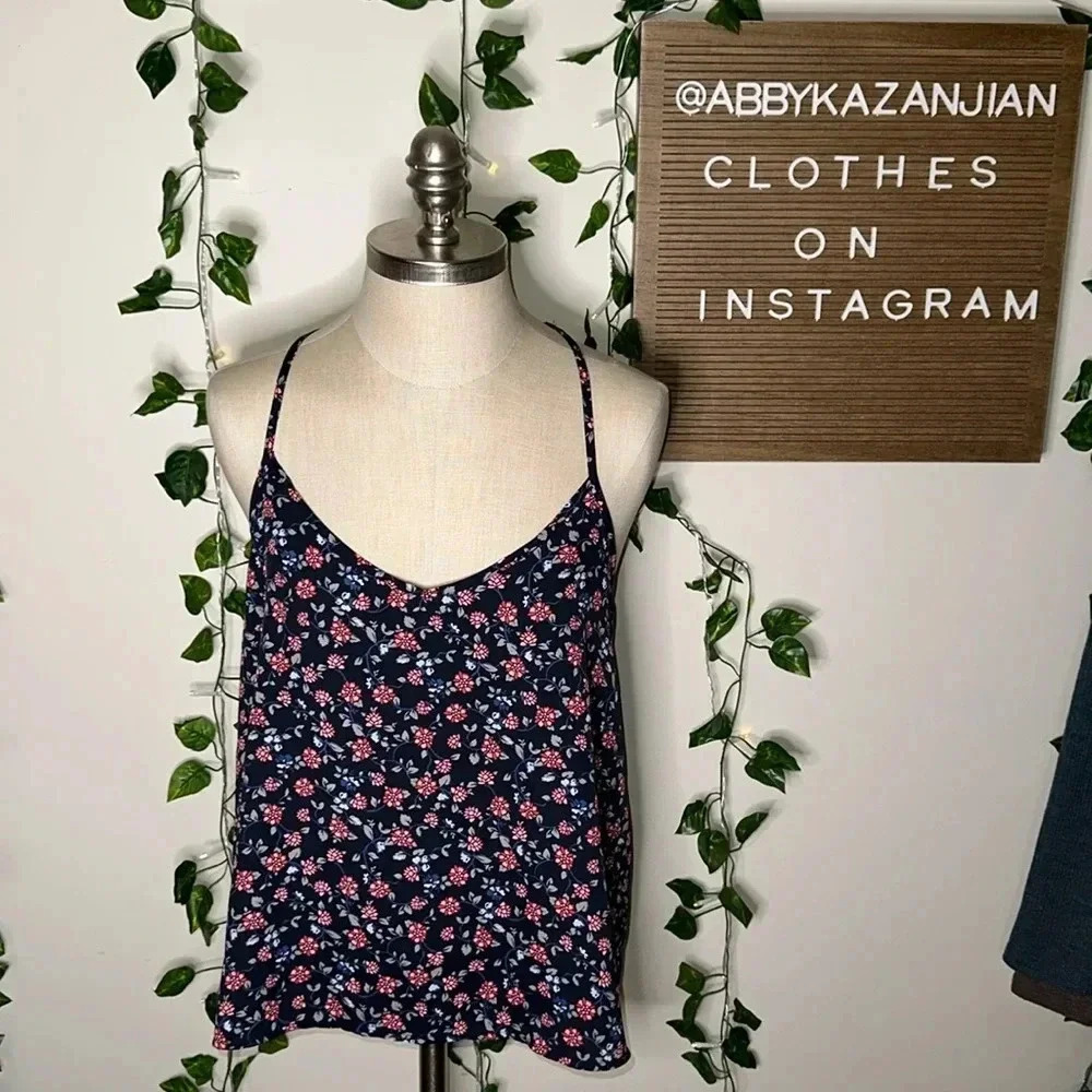 Hollister Floral Flowy Spaghetti Strap Tank Top